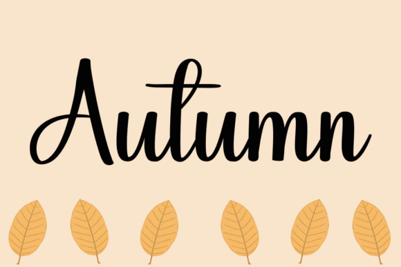 16 Handwritten Fonts for Commercial Use That Look Professional 14 Stylized handwritten text saying 'Autumn' with decorative leaves below.