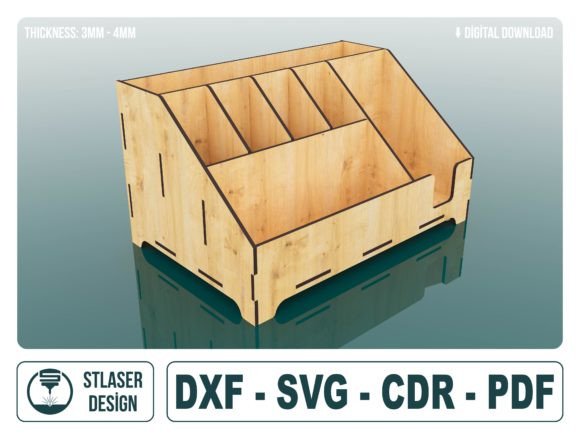 Wood Laser Cut Ideas: 45 Creative Projects Worth Making 16 Wood laser cut desktop organizer with multiple compartments for storage.