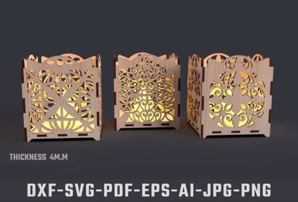 Wood Laser Cut Ideas: 45 Creative Projects Worth Making 45 Three intricately designed wooden laser cut boxes with light shining through the patterns.