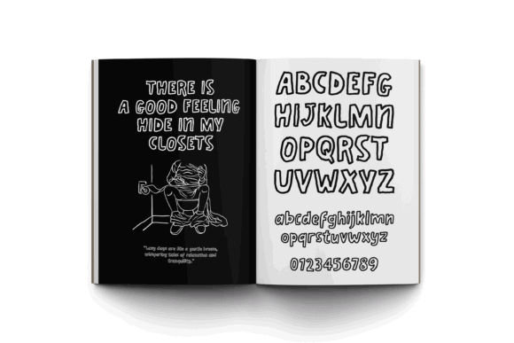 15 Premium Graffiti Fonts That Actually Look Hand-Painted 7 Graffiti-style font sample with playful lettering and a quote on the left page.