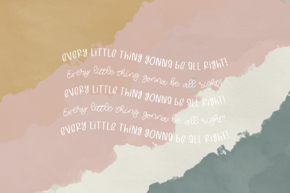 16 Handwritten Fonts for Commercial Use That Look Professional 27 Handwritten text saying 'Every little thing gonna be all right!' on a pastel background.