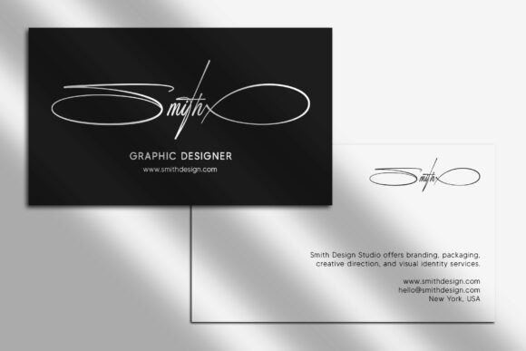 16 Handwritten Fonts for Commercial Use That Look Professional 8 Elegant black business card with handwritten signature and contact details.