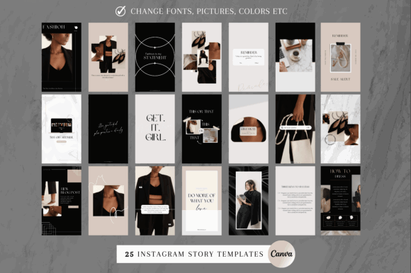 15 Minimalist Instagram Story Templates: Beautiful Kits 17 Luxury Black Instagram Story Templates Graphics 66007760 2 580x386 1 1