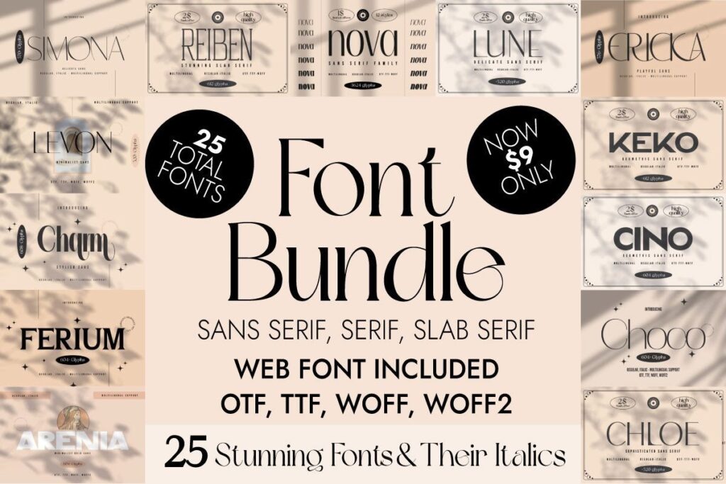 12 Best Serif Font Bundles for Restaurant Menus 8 Luxury Chic and Elegant Font Bundle Bundles 62505852 1