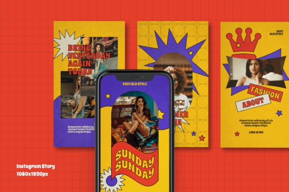 13 Vintage Instagram Story Templates for a Stunning Feed 11 Matilda Retro Instagram Template Graphics 60611009 4 580x386 1