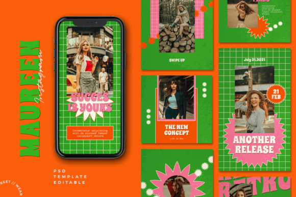 13 Vintage Instagram Story Templates for a Stunning Feed 12 Mauren Retro Instagram Template Graphics 60610084 1 1 580x387 1