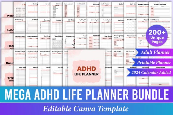 10 Best ADHD Planner Templates for Adults 11 Mega ADHD Life Planner Bundle For Adult Graphics 90031744 1 1 580x386 1