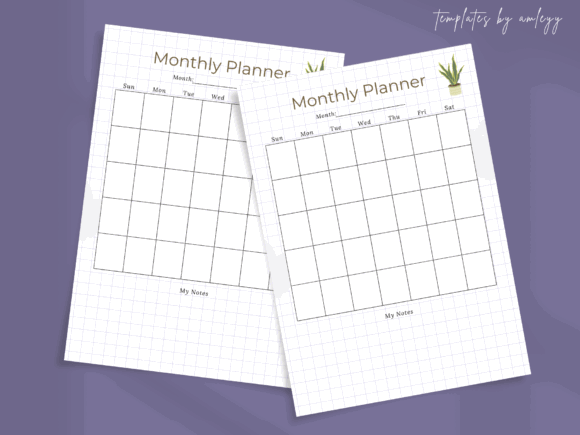 13 Monthly Planner Templates for Goals, Tasks and Events 18 Minimal Monthly Planner template with blank grid for scheduling tasks and events.