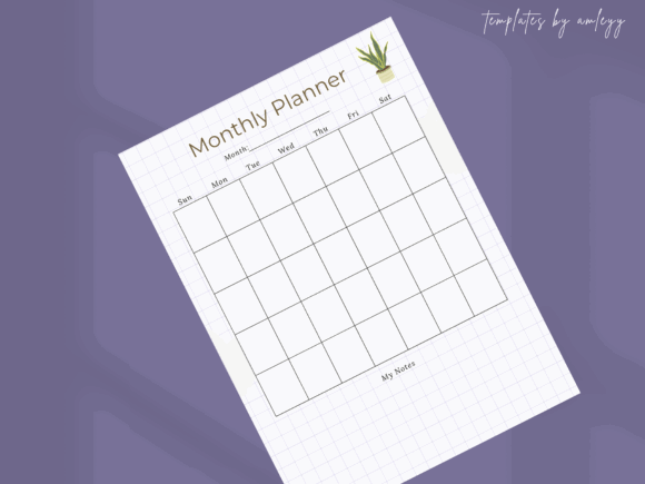 13 Monthly Planner Templates for Goals, Tasks and Events 19 Minimal Monthly Planner template with grid layout and space for notes.