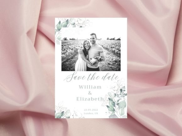14 Editable Wedding Invitation Templates for Modern Couples 14 Elegant save the date card featuring a couple's photo and floral design.