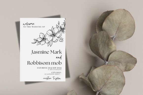 20 Canva Wedding Invitation Templates You Can Easily Edit 25 Elegant black and white wedding invitation with floral design and details.