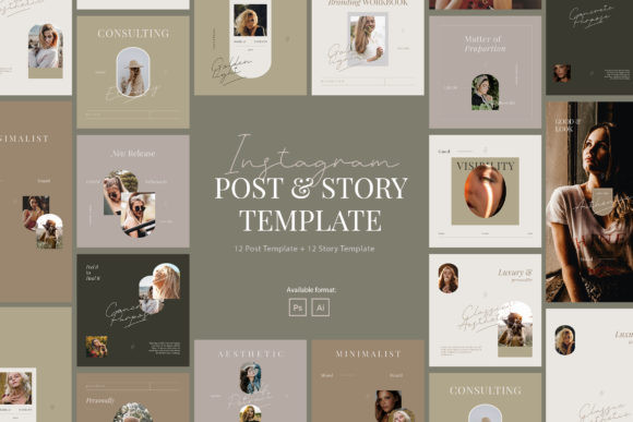 15 Minimalist Instagram Story Templates: Beautiful Kits 2 Minimalist Beauty Instagram Template Graphics 5546896 1 1 580x387 1