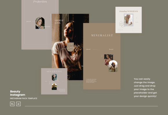 15 Minimalist Instagram Story Templates: Beautiful Kits 4 Minimalist Beauty Instagram Template Graphics 5546896 4 580x397 1