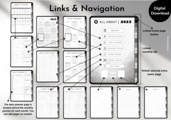 12 Digital Planner Templates for Beginners: Effortless Picks 3 Minimalist Digital Planner Graphics 46113971 580x410 2