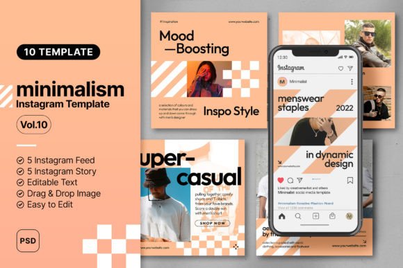 15 Minimalist Instagram Story Templates: Beautiful Kits 20 Minimalist Instagram Social Media Vol10 Graphics 72375438 1 1 580x387 1