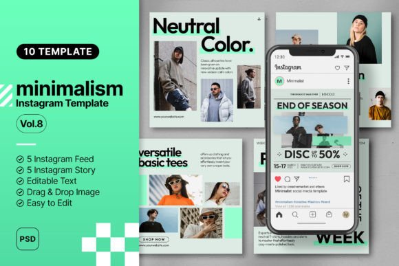 25 Instagram Story Templates: Gorgeous Designs You’ll Love 30 Minimalist Instagram Social Media Vol8 Graphics 72375249 1 1 580x387 1