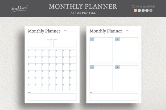 13 Monthly Planner Templates for Goals, Tasks and Events 32 Minimalist monthly planner template with calendar and task sections.