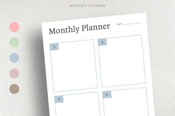 13 Monthly Planner Templates for Goals, Tasks and Events 34 Minimalist monthly planner template with numbered boxes for tasks and events.