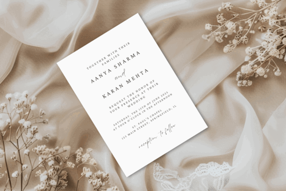 15 Wedding Invitation Template Ideas for Every Style 22 Elegant wedding invitation on soft fabric with floral accents.