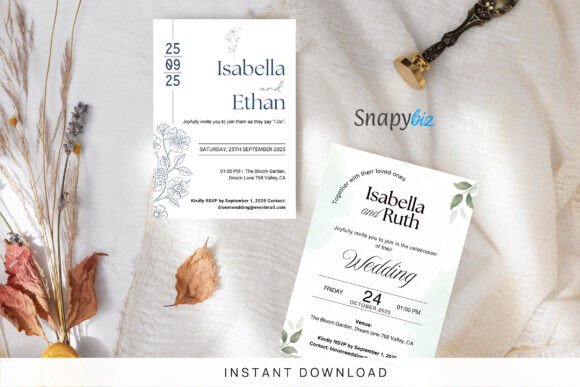 20 Canva Wedding Invitation Templates You Can Easily Edit 5 Elegant wedding invitation design featuring floral elements and customizable text.