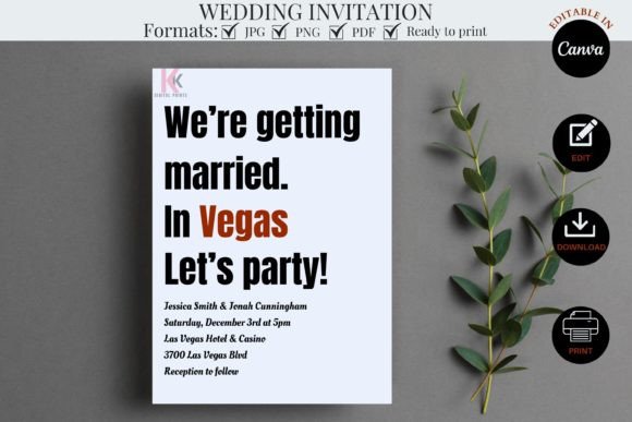 12 Wedding Invitation Template Ideas for Modern Couples 3 Modern black-and-white wedding invitation with bold text and editable elements.