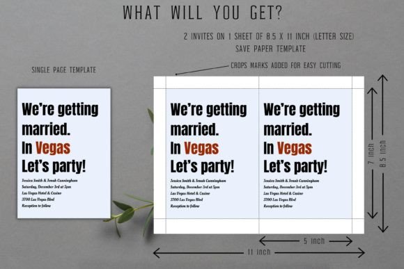 12 Wedding Invitation Template Ideas for Modern Couples 4 Minimalist wedding invitation template with bold text and crop marks for cutting.