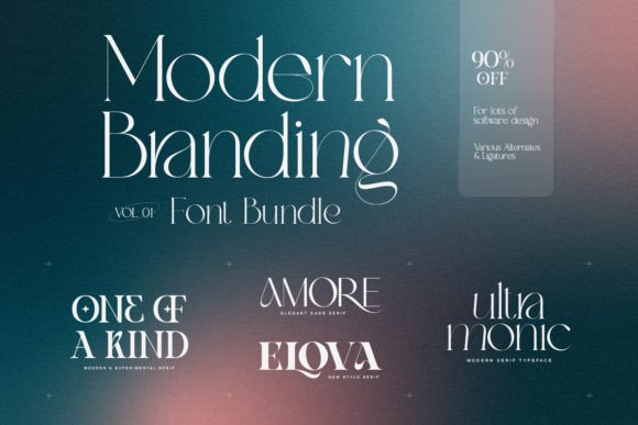 13 Best Font Bundles for Logos and Branding 14 Modern Branding font bundle showcasing various font styles and discounts.