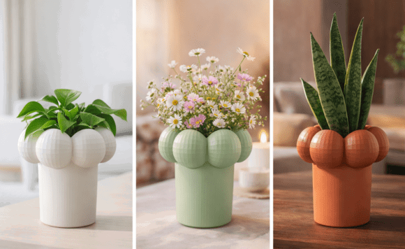 11 Most Profitable 3D Printing Models That Actually Sell 36 Modern Ribbed Bubble Planter Vase 3D Printing 141533787 1 1 580x356 1