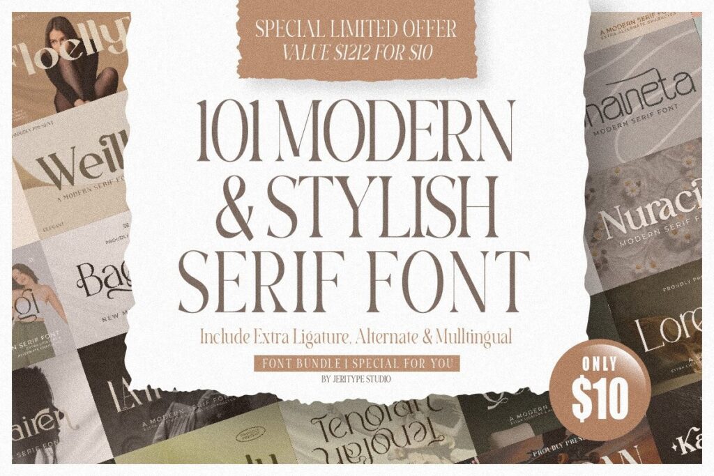 16 Best Serif Fonts Bundle for Packaging and Label Design 3 Modern Stylish Serif Font Mega Bundle Bundles 97094191 1