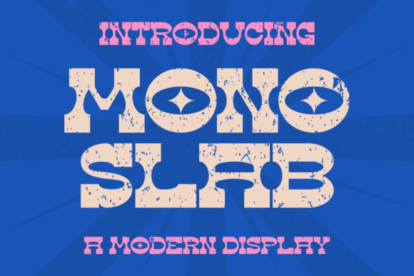20 Bold Slab Serif Fonts: Powerful Logo & Headline Picks 19 Bold typography showcasing the Mono Slab font on a blue background.
