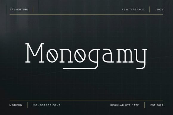 15 Best Monospace Fonts for Coding, Branding and Web Design 26 Monogamy modern monospaced font design showcasing its unique style.