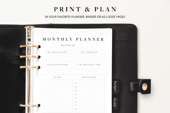 13 Monthly Planner Templates for Goals, Tasks and Events 13 Monthly planner template with sections for focus, vision, excitement, gratitude, to-do, and main goals.