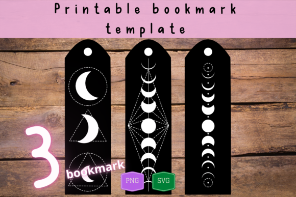 Laser Cut Wood Bookmarks Ideas: 24 Stunning Designs 19 Moon Phases Bookmark Graphics 26747638 1 1 580x387 1