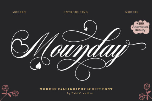 Calligraphy Fonts for Wedding Invitations: 10 Stunning Picks 8 Mounday Calligraphy Fonts 21044636 1 1 580x386 1