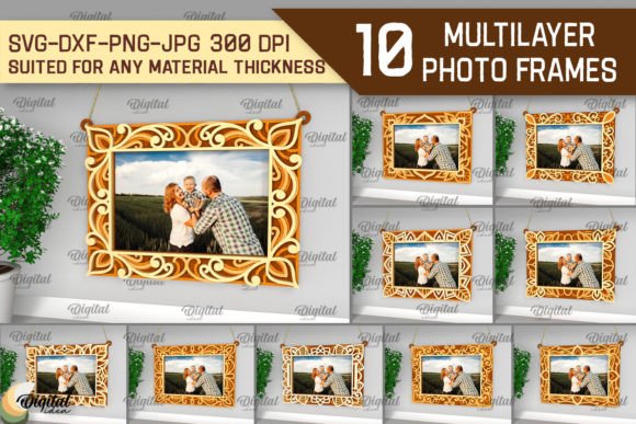 Wood Laser Cut Ideas: 45 Creative Projects Worth Making 34 Set of multilayer photo frames with intricate designs for laser cutting.