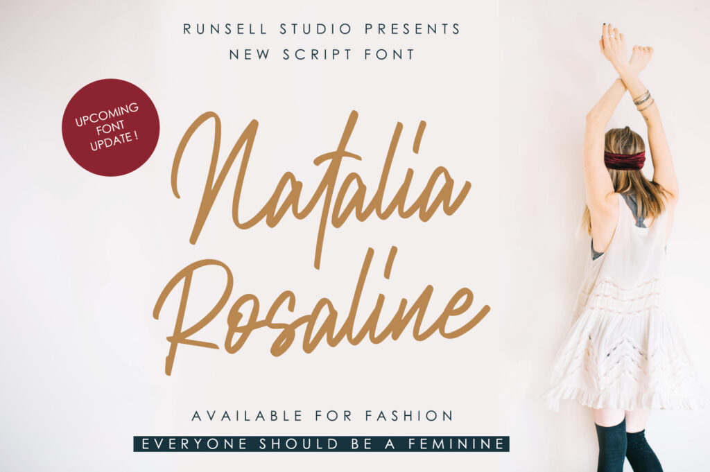 33 Best Feminine Script Fonts for Elegant Branding & Wedding Design 65 Natalia Roseline by Runsell Graphic