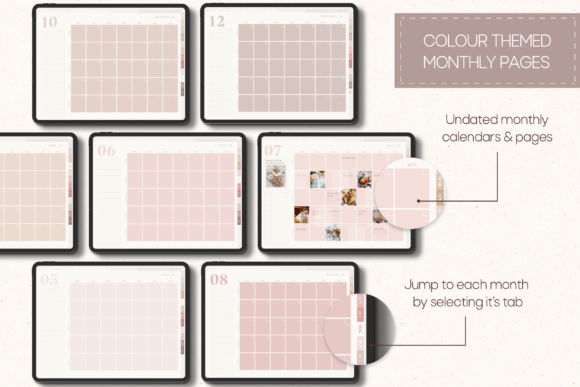 10 Minimalist Digital Planner Templates: Stunning Picks 7 Neutral Undated Yearly Digital Planner Graphics 15521930 3 580x387 1