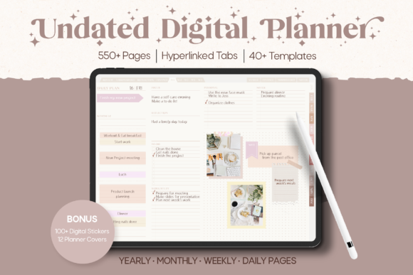 10 Minimalist Digital Planner Templates: Stunning Picks 6 Neutral Undated Yearly Digital Planner Graphics 15521930 580x387 1