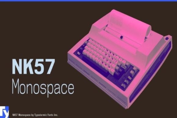 15 Best Monospace Fonts for Coding, Branding and Web Design 2 NK57 Monospace typewriter-style font displayed on a retro typewriter.
