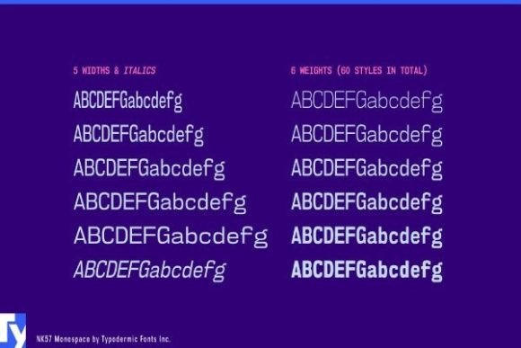 15 Best Monospace Fonts for Coding, Branding and Web Design 3 NK57 Monospace font styles showcasing different weights and italics.