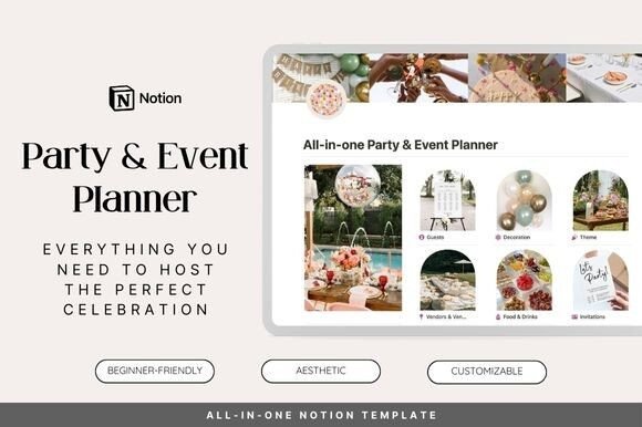 Wedding Budget Template: 16 Smart Picks for Easy Planning 16 Notion Template Party Event Planner Graphics 106134775 1 580x386 2