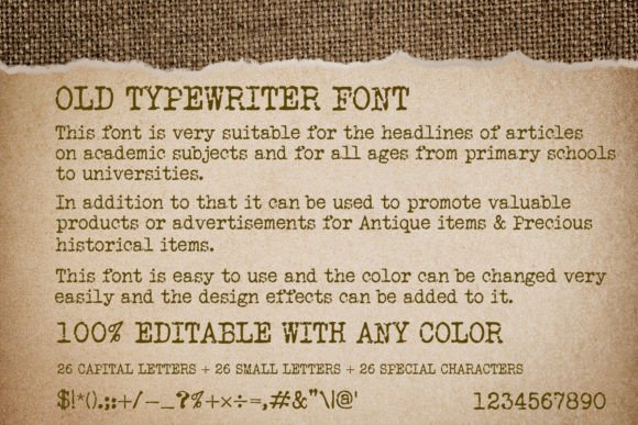 18 Best Slab Serif Display Fonts for Bold Headlines 29 Old Typewriter font sample on textured paper background