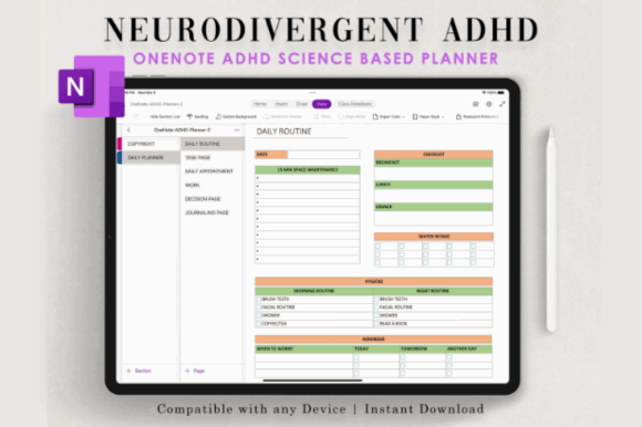15 Undated Digital Planner: Brilliant Templates You’ll Love 28 Onenote Adhd Planner Digital Graphics 90229374 1 1 580x386 1