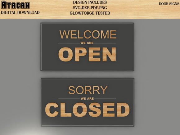 Laser Cut Files for Glowforge Projects: 25 Best Picks 45 Open Closed Shop Sign SVG Cut Files Graphics 39276700 1 1 580x435 1
