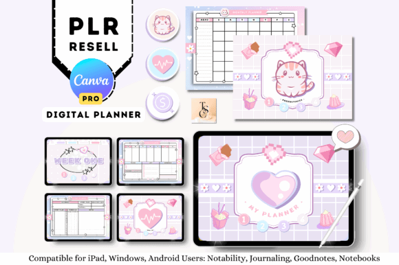 Top 11 Aesthetic Digital Planner Templates: Beautiful Picks 19 PLR Resell Editable Cute Digital Planner Graphics 115225288 4 580x386 1