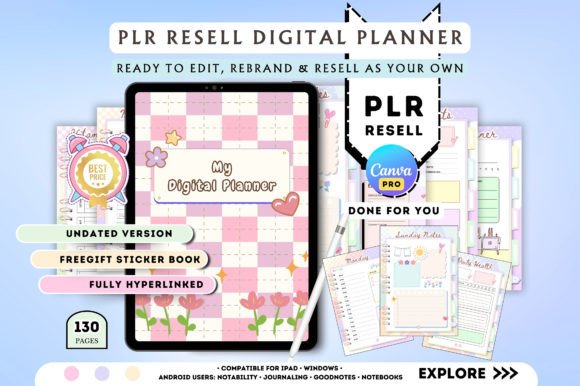 Top 11 Aesthetic Digital Planner Templates: Beautiful Picks 12 PLR Resell Planner Graphics 103034591 1 1 580x386 1