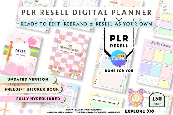 Top 11 Aesthetic Digital Planner Templates: Beautiful Picks 13 PLR Resell Planner Graphics 103034591 3 580x386 1
