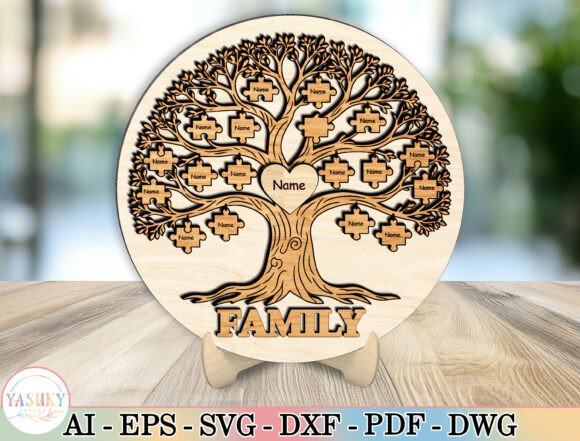34 Acrylic Laser Cut Designs That Look Professional 22 Laser cut family tree sign with customizable name areas and decorative branches.