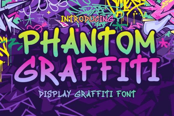 20 Best Graffiti Fonts for T-Shirt Design That Print Well 16 Colorful graffiti text reading 'Phantom Graffiti' on a vibrant background.