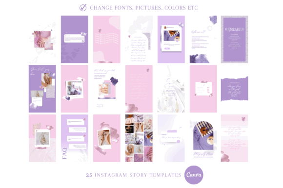 25 Instagram Story Templates: Gorgeous Designs You’ll Love 44 Pink Purple Instagram Story Templates Graphics 66006970 2 580x386 1